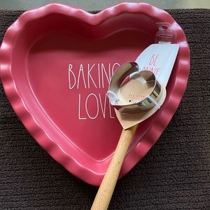 NWOT Rae Dunn Baking Love Pie Plate, Silicone Spatula and Cookie Cutter ❤️